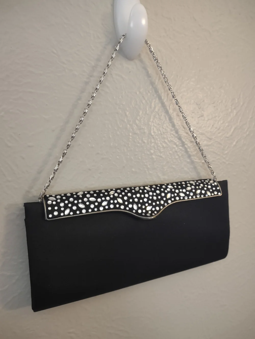 Kate Landry Crystal Embellished Satin Evening Clutch